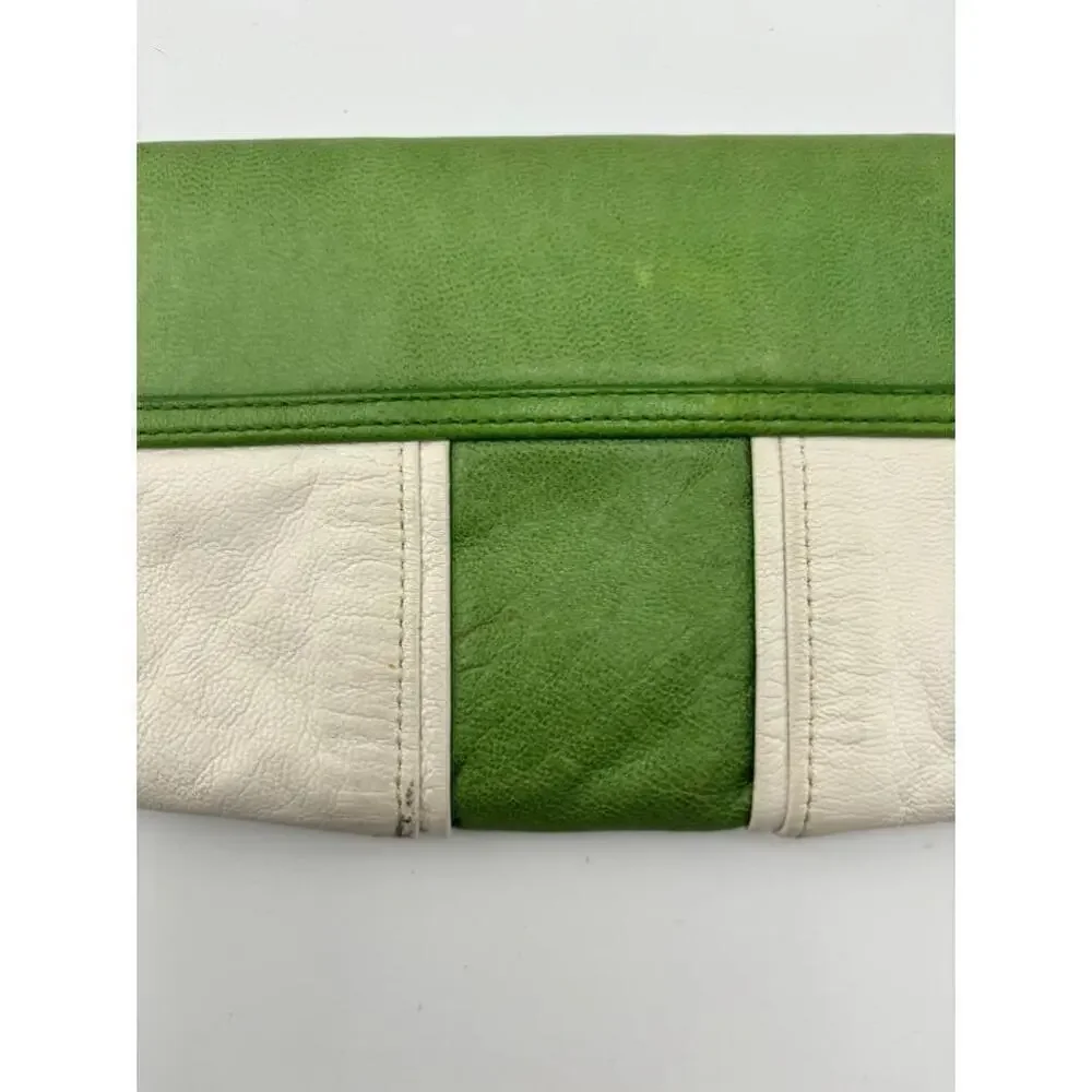 Women's Kate Spade Green and White Leather Clutch